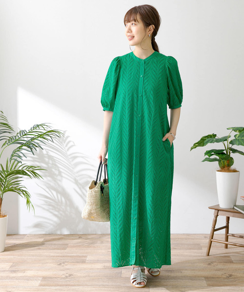 URBAN RESEARCH Sonny Label(アーバンリサーチサニーレーベル)の「コットンレースパフスリーブワンピース(ワンピース・レディース・ブラウン/ブラック/グリーン・FREE)」の9枚目の写真