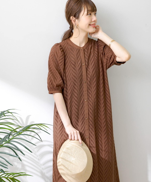 URBAN RESEARCH Sonny Label(アーバンリサーチサニーレーベル)の「コットンレースパフスリーブワンピース(ワンピース・レディース・ブラウン/ブラック/グリーン・FREE)」の18枚目の写真