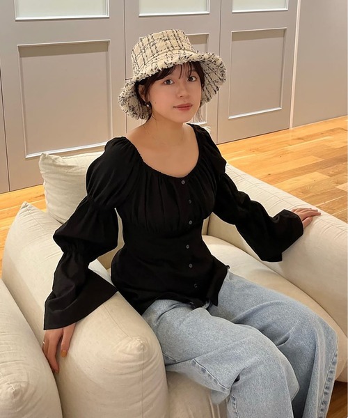 FREE'S MART（フリーズマート）の「◆フレアスリーブチュニックブラウス（シャツ/ブラウス・レディース・ホワイト/ブラック/ピンク・FREE）」の3枚目の写真