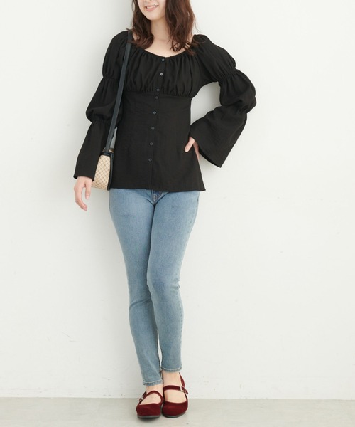 FREE'S MART（フリーズマート）の「◆フレアスリーブチュニックブラウス（シャツ/ブラウス・レディース・ホワイト/ブラック/ピンク・FREE）」の8枚目の写真