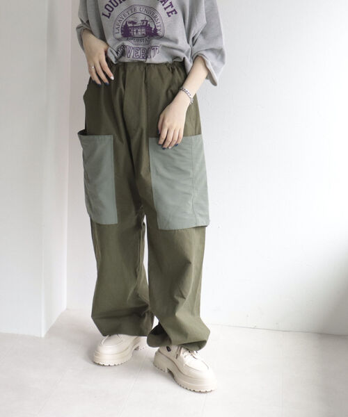 fredy emue（フレディエミュ）の「【ユニセックス】パラシュートパンツ（カーゴパンツ・レディース・オフホワイト/カーキ/ピンク・38）」の13枚目の写真