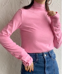 She's Closet（シーズクローゼット）の「袖ボタンスリットデザインハイネック長袖プルオーバートップス（Tシャツ/カットソー）」