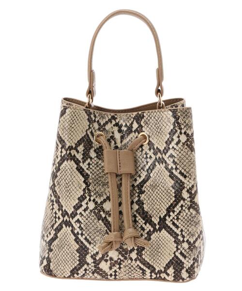 Green Parks(グリーンパークス)の「・Cu-shut キンチャク2wayバッグ(ショルダーバッグ・レディース・パイソン/ブラック/ブラウン・FREE)」の11枚目の写真