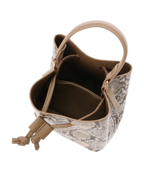 Green Parks(グリーンパークス)の「・Cu-shut キンチャク2wayバッグ(ショルダーバッグ・レディース・パイソン/ブラック/ブラウン・FREE)」の8枚目の写真