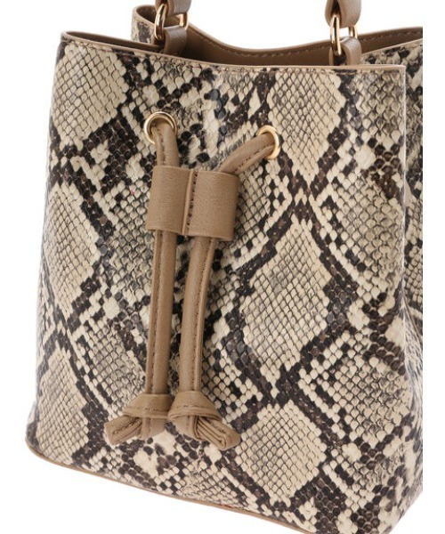 Green Parks(グリーンパークス)の「・Cu-shut キンチャク2wayバッグ(ショルダーバッグ・レディース・パイソン/ブラック/ブラウン・FREE)」の6枚目の写真