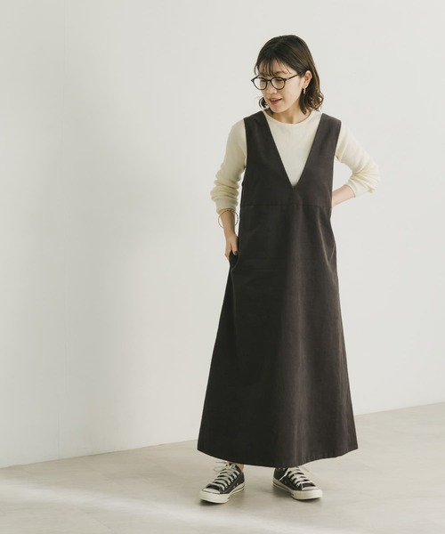 URBAN RESEARCH(アーバンリサーチ)の「『UR TECH』コーデュロイジャンパーワンピース(ワンピース・レディース・チャコールグレー/グレー系その他/ベージュ系その他・FREE)」の12枚目の写真