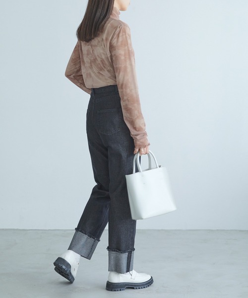 Chaco closet(チャコ クローゼット)の「シアーニュアンスプリントハイネックトップス(Tシャツ/カットソー・レディース・オレンジ/ベージュ/グレー系/グリーン/グレー・FREE)」の21枚目の写真