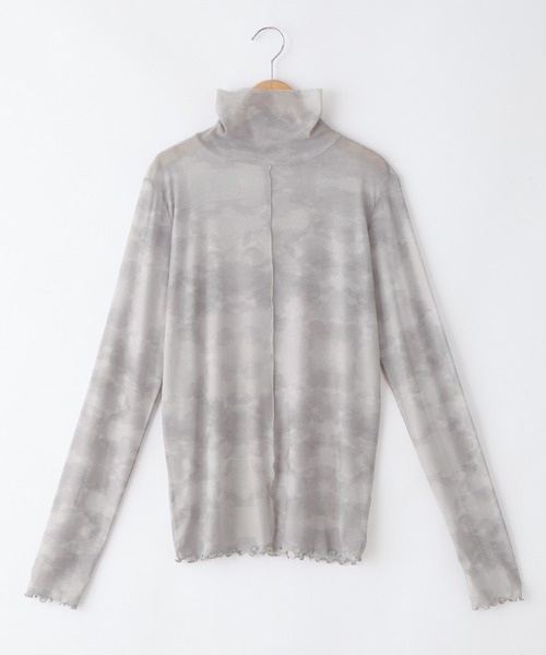 Chaco closet(チャコ クローゼット)の「シアーニュアンスプリントハイネックトップス(Tシャツ/カットソー・レディース・オレンジ/ベージュ/グレー系/グリーン/グレー・FREE)」の6枚目の写真