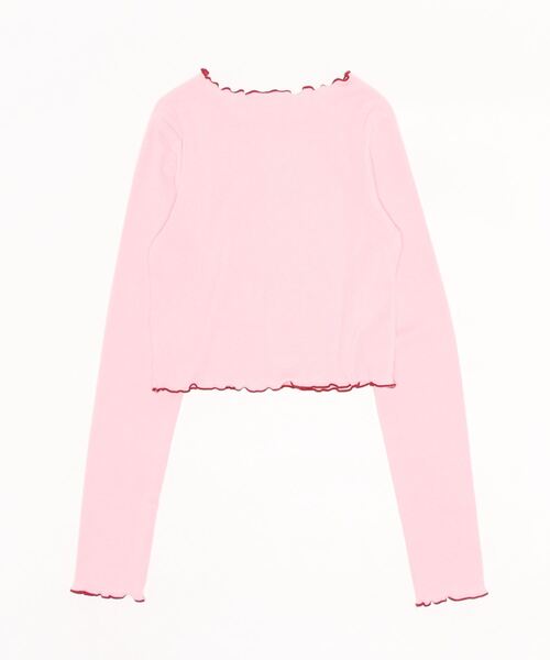 ANAP GiRL(アナップガール)の「ハートアキメローリブトップス(Tシャツ/カットソー・キッズ・ライトピンク/ブラック・XS/S/M)」の10枚目の写真