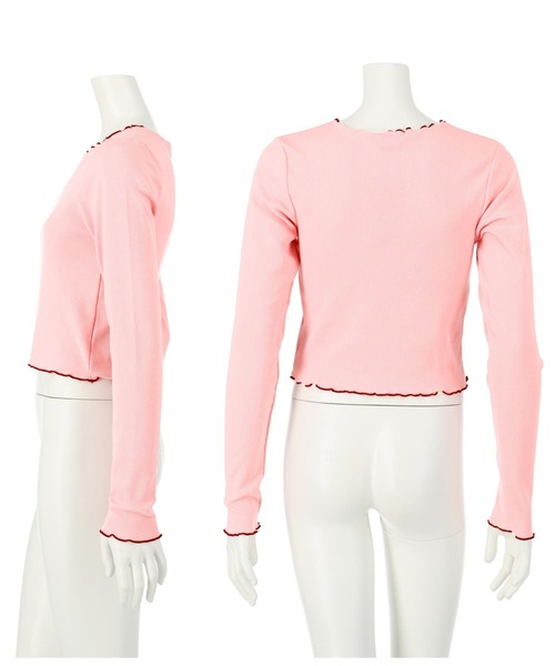 ANAP GiRL(アナップガール)の「ハートアキメローリブトップス(Tシャツ/カットソー・キッズ・ライトピンク/ブラック・XS/S/M)」の11枚目の写真