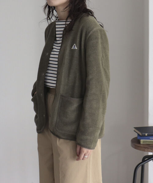 GEVACO(ゲバコ)の「【GEVACO/ゲバコ】両面起毛メランジフリースジャケット(ブルゾン・レディース・チャコールグレー/ライトグレー/ベージュ/カーキ・38)」の2枚目の写真