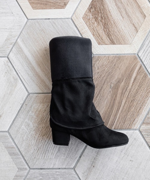 Newlyme(ニューリーミー)の「5cmヒール楽ちん裏起毛ニーハイブーツ(ブーツ・レディース・ブラック・22cm/22.5cm/23cm/23.5cm/24cm/24.5cm/25cm/25.5cm)」の11枚目の写真