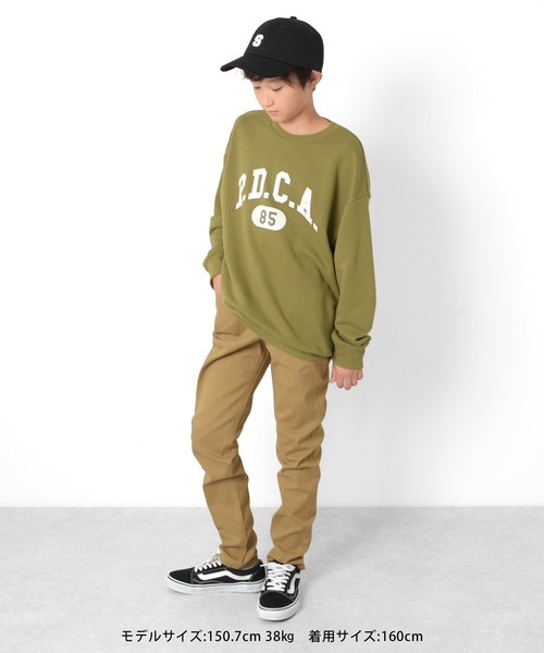 GLAZOS（グラソス）の「カラーツイルスリムパンツ（その他パンツ・キッズ・ネイビー/ブラック/ベージュ/カーキ/エンジ・150cm/160cm/140cm/170cm）」の15枚目の写真