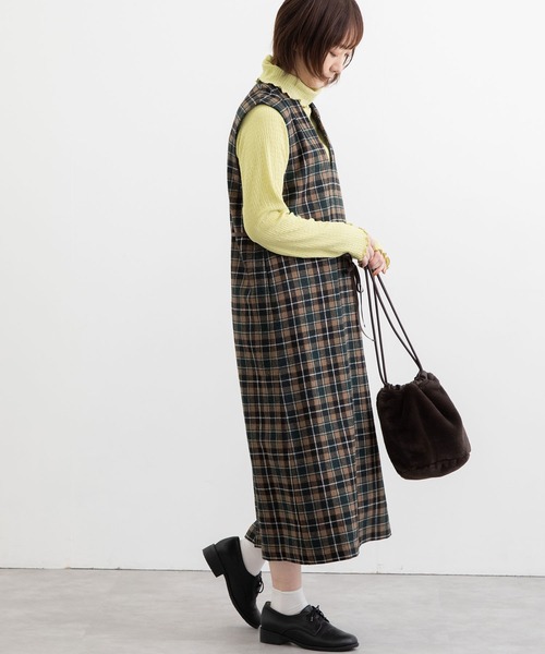 POU DOU DOU（プードゥドゥ）の「Vネックジャンスカ（ワンピース・レディース・ダークグリーン/ダークグレー・3）」の16枚目の写真