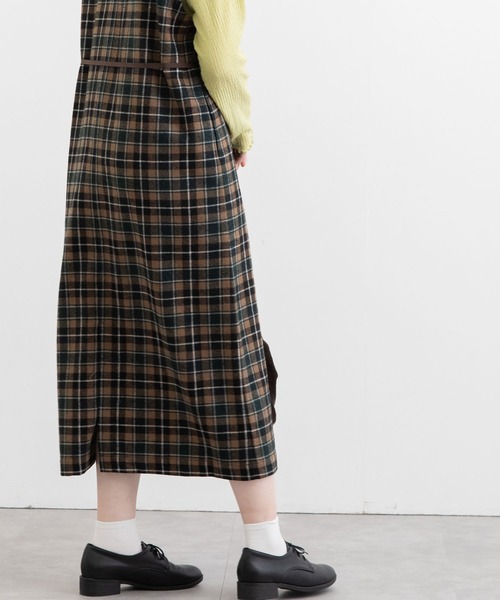 POU DOU DOU（プードゥドゥ）の「Vネックジャンスカ（ワンピース・レディース・ダークグリーン/ダークグレー・3）」の5枚目の写真