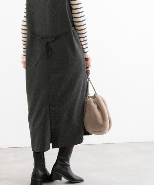 POU DOU DOU（プードゥドゥ）の「Vネックジャンスカ（ワンピース・レディース・ダークグリーン/ダークグレー・3）」の6枚目の写真