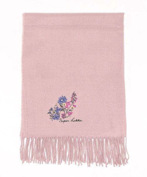 SUPER HAKKA（スーパーハッカ）の「野花刺繍無地ストール（ストール/ショール・レディース・ブラック/チャコール/ライトブルー/ピンク・FREE）」の4枚目の写真