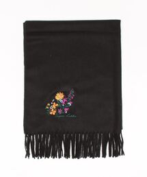 野花刺繍無地ストール