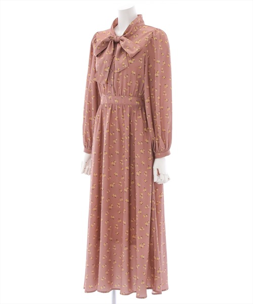 clear(クリア)の「小花柄ボウタイワンピース(ワンピース・レディース・ラベンダー/テラコッタ・F)」の3枚目の写真