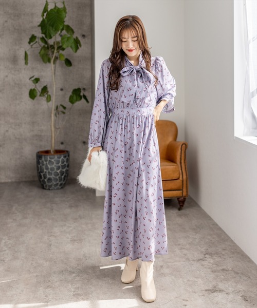 clear(クリア)の「小花柄ボウタイワンピース(ワンピース・レディース・ラベンダー/テラコッタ・F)」の22枚目の写真