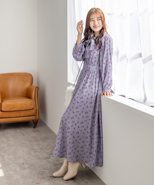 clear(クリア)の「小花柄ボウタイワンピース(ワンピース・レディース・ラベンダー/テラコッタ・F)」の19枚目の写真