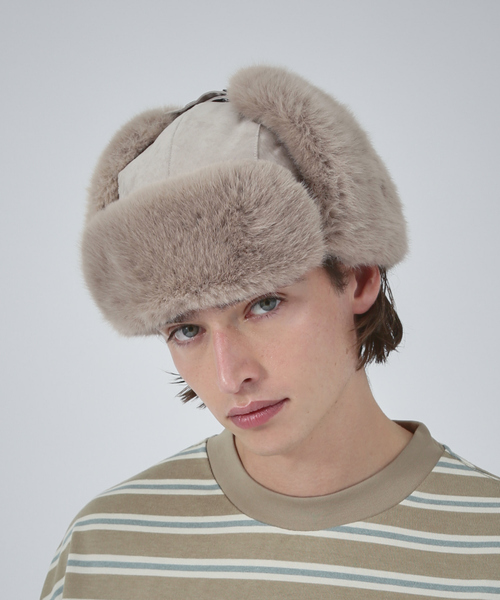 【RUBEN/ルーベン】RUS-6370FAKESUEDEFLIGHTCAP/フライトキャップパイロットキャップボア耳付帽子