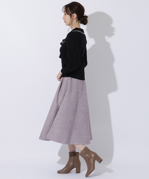 WILLSELECTION（ウィルセレクション）の「配色ビック衿ニット（ニット/セーター・レディース・ブラック/オフホワイト/ラベンダー・MEDIUM）」の18枚目の写真