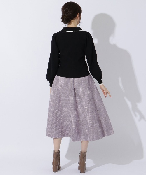 WILLSELECTION（ウィルセレクション）の「配色ビック衿ニット（ニット/セーター・レディース・ブラック/オフホワイト/ラベンダー・MEDIUM）」の16枚目の写真