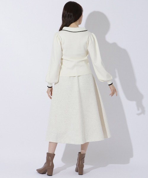 WILLSELECTION（ウィルセレクション）の「配色ビック衿ニット（ニット/セーター・レディース・ブラック/オフホワイト/ラベンダー・MEDIUM）」の9枚目の写真