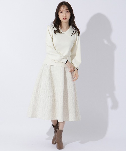 WILLSELECTION（ウィルセレクション）の「配色ビック衿ニット（ニット/セーター・レディース・ブラック/オフホワイト/ラベンダー・MEDIUM）」の22枚目の写真