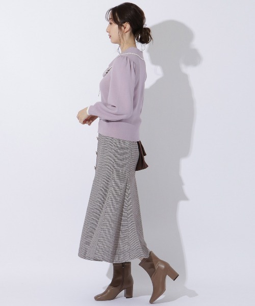 WILLSELECTION（ウィルセレクション）の「配色ビック衿ニット（ニット/セーター・レディース・ブラック/オフホワイト/ラベンダー・MEDIUM）」の12枚目の写真