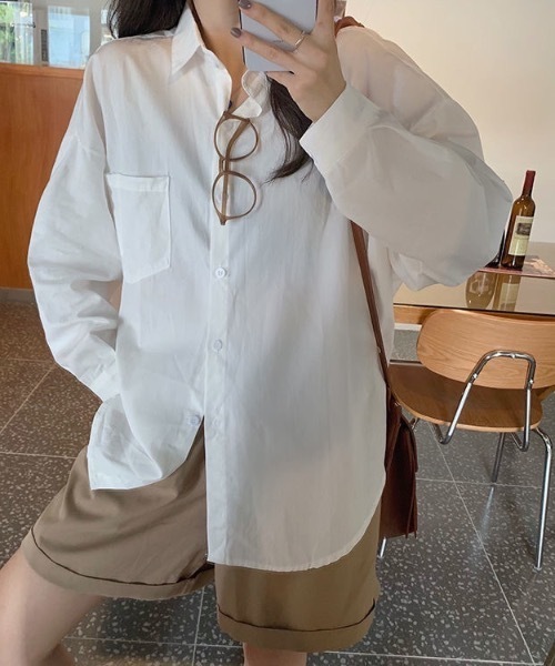 Burner(バーナー)の「【OKUOKU 0909】オーバーシルエット ベーシックシャツ oku-tops-678969190351-19(シャツ/ブラウス・レディース・C/D/A/B・FREE)」の13枚目の写真