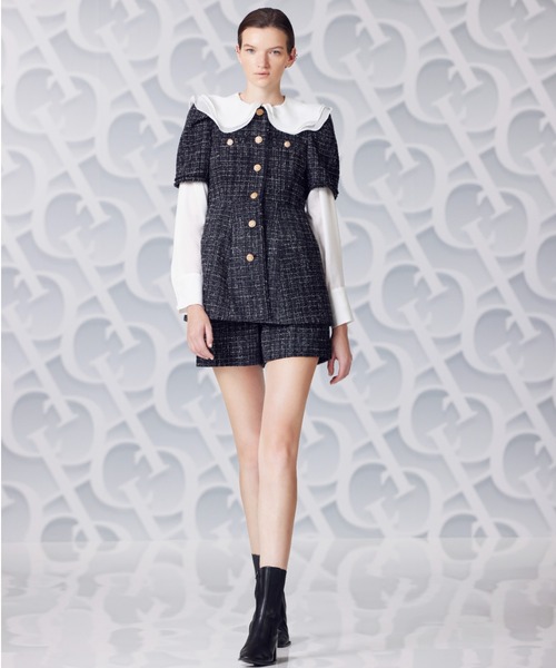 CELFORD（セルフォード）の「【HANAE　MORI×CELFORDコラボ】ペタルカラーブラウス（シャツ/ブラウス・レディース・チェック/ホワイト/オレンジ・36/38）」の4枚目の写真