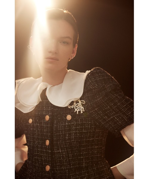 CELFORD（セルフォード）の「【HANAE　MORI×CELFORDコラボ】ペタルカラーブラウス（シャツ/ブラウス・レディース・チェック/ホワイト/オレンジ・36/38）」の5枚目の写真