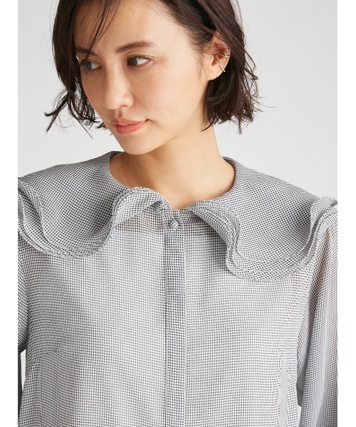 CELFORD（セルフォード）の「【HANAE　MORI×CELFORDコラボ】ペタルカラーブラウス（シャツ/ブラウス・レディース・チェック/ホワイト/オレンジ・36/38）」の10枚目の写真