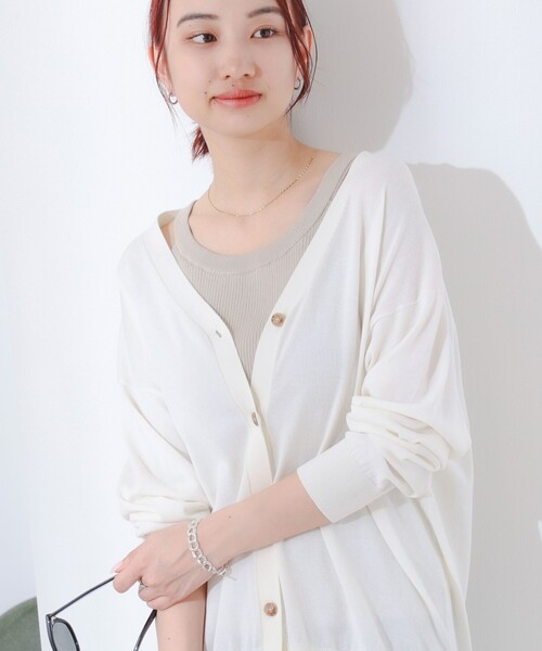 B:MING by BEAMS(ビーミングバイビームス)の「B:MING by BEAMS / シアー ビッグ カーディガン(カーディガン/ボレロ・レディース・オフホワイト/スミクロ/マスタード/ブルー系・FREE)」の7枚目の写真