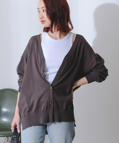 B:MING by BEAMS(ビーミングバイビームス)の「B:MING by BEAMS / シアー ビッグ カーディガン(カーディガン/ボレロ・レディース・オフホワイト/スミクロ/マスタード/ブルー系・FREE)」の3枚目の写真