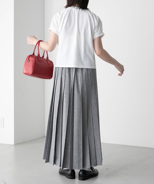 BONLECILL(ボンルシール)の「フレンチモチーフ刺繍 クロップド パフスリーブ半袖Tシャツ(Tシャツ/カットソー・レディース・モスグリーン/オートミール/チャコールグレー/オフホワイト・FREE)」の16枚目の写真