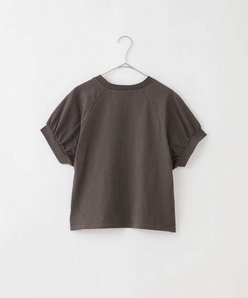 BONLECILL(ボンルシール)の「フレンチモチーフ刺繍 クロップド パフスリーブ半袖Tシャツ(Tシャツ/カットソー・レディース・モスグリーン/オートミール/チャコールグレー/オフホワイト・FREE)」の5枚目の写真