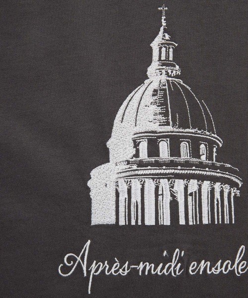 BONLECILL(ボンルシール)の「フレンチモチーフ刺繍 クロップド パフスリーブ半袖Tシャツ(Tシャツ/カットソー・レディース・モスグリーン/オートミール/チャコールグレー/オフホワイト・FREE)」の7枚目の写真