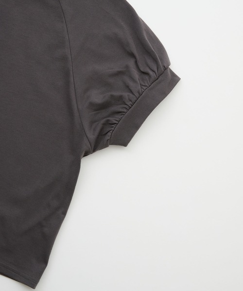 BONLECILL(ボンルシール)の「フレンチモチーフ刺繍 クロップド パフスリーブ半袖Tシャツ(Tシャツ/カットソー・レディース・モスグリーン/オートミール/チャコールグレー/オフホワイト・FREE)」の8枚目の写真