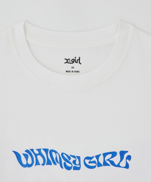 X-girl（エックスガール）の「GLITTER BUTTERFLY LOGO S/S TEE（Tシャツ/カットソー・レディース・ブラック/オリーブ/ホワイト・S/M/L/XL）」の4枚目の写真