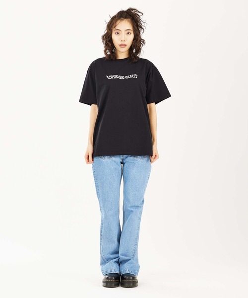 X-girl（エックスガール）の「GLITTER BUTTERFLY LOGO S/S TEE（Tシャツ/カットソー・レディース・ブラック/オリーブ/ホワイト・S/M/L/XL）」の14枚目の写真