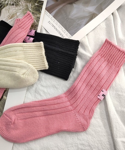 Vipoa(ヴィポア)の「バックデザイン厚手リブソックス(ソックス/靴下・レディース・グリーン/ピンク/ライトブルー/アイボリー/ブラック/グレー・FREE)」の21枚目の写真