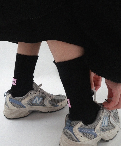 Vipoa(ヴィポア)の「バックデザイン厚手リブソックス(ソックス/靴下・レディース・グリーン/ピンク/ライトブルー/アイボリー/ブラック/グレー・FREE)」の17枚目の写真