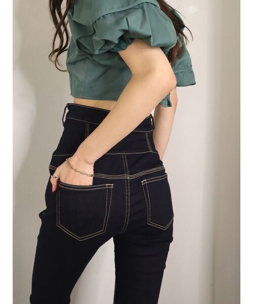 EMODA(エモダ)の「アシンメトリーラインハイウエストパギンス(デニムパンツ・レディース・ブラック/インディゴブルー・SMALL/MEDIUM/X-SMALL)」の10枚目の写真