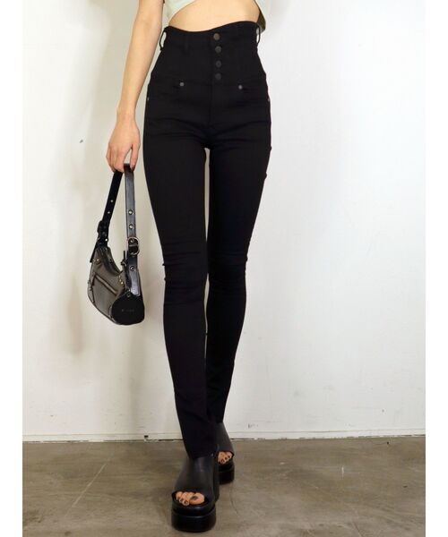 EMODA(エモダ)の「アシンメトリーラインハイウエストパギンス(デニムパンツ・レディース・ブラック/インディゴブルー・SMALL/MEDIUM/X-SMALL)」の14枚目の写真