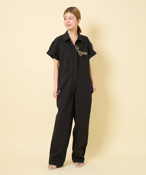 U by SPICK&SPAN（ユーバイスピックアンドスパン）の「【WILHELM NEUBER】別注ハーフスリーブ ボイラースーツ（つなぎ/オールインワン・レディース・ブラック/アイボリー/ピンク・SMALL/MEDIUM）」の12枚目の写真