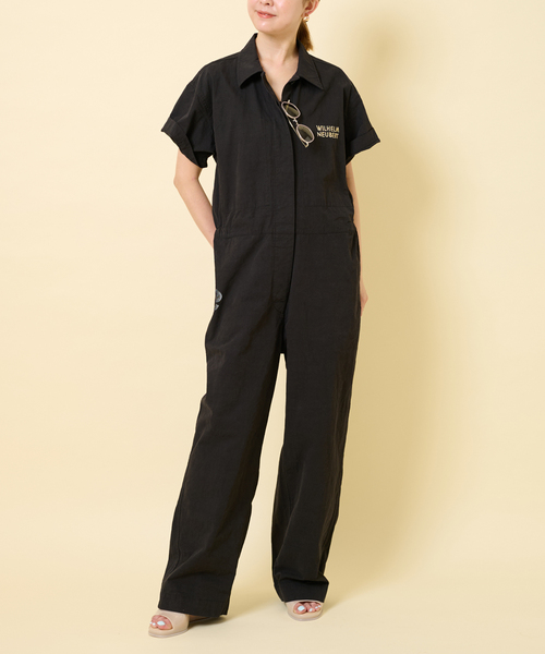 U by SPICK&SPAN（ユーバイスピックアンドスパン）の「【WILHELM NEUBER】別注ハーフスリーブ ボイラースーツ（つなぎ/オールインワン・レディース・ブラック/アイボリー/ピンク・SMALL/MEDIUM）」の13枚目の写真