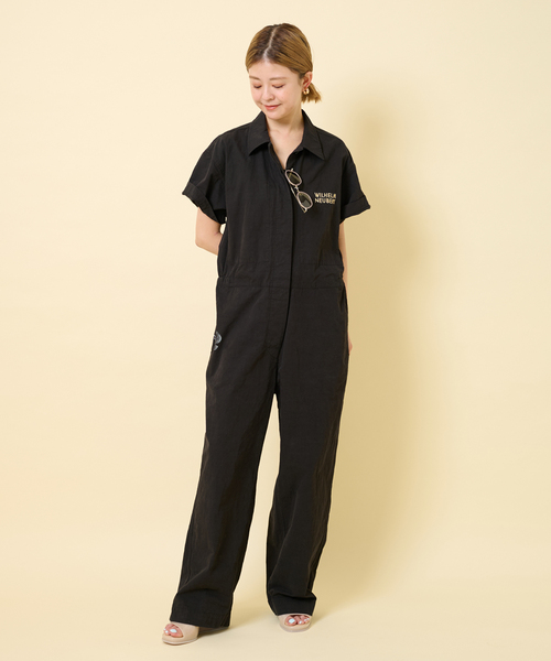 U by SPICK&SPAN（ユーバイスピックアンドスパン）の「【WILHELM NEUBER】別注ハーフスリーブ ボイラースーツ（つなぎ/オールインワン・レディース・ブラック/アイボリー/ピンク・SMALL/MEDIUM）」の14枚目の写真